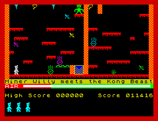Manic Miner screen 8 - Miner Willy meets the Kong Beast